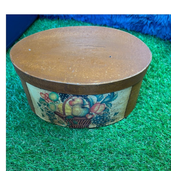 Vintage Fruit Basket Design Oval Box, Decorative Storage Container - Picture 1 of 8
